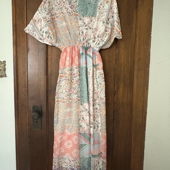 Cost Plus World Market Patchwork Maxi Dress in Pink and Cream - Picture 2 of 3